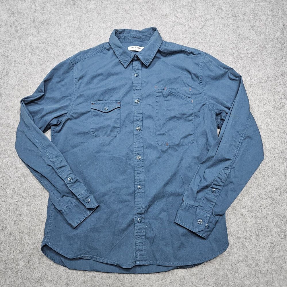 Caterpillar CAT Shirt‎ Adult Large Blue Button Up Caterpillar Men